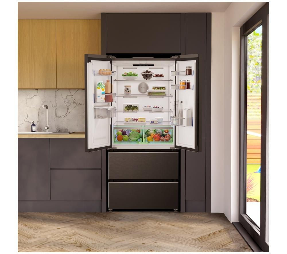 BEKO HarvestFresh AeroFlow GNE48510DVPZ American-Style Fridge Freezer - Black Steel image number 27 of 29