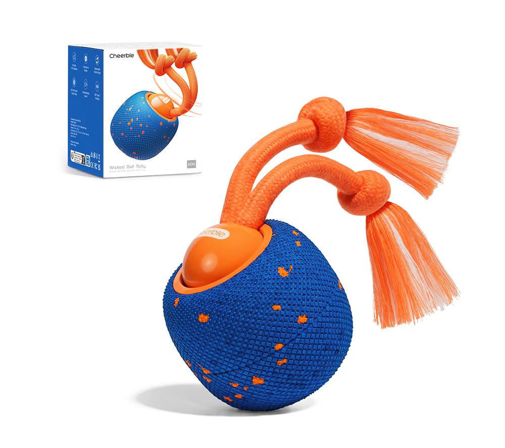 CHEERBLE Wicked Ball Rolly Pet Toy - Blue & Orange image number 13 of 16