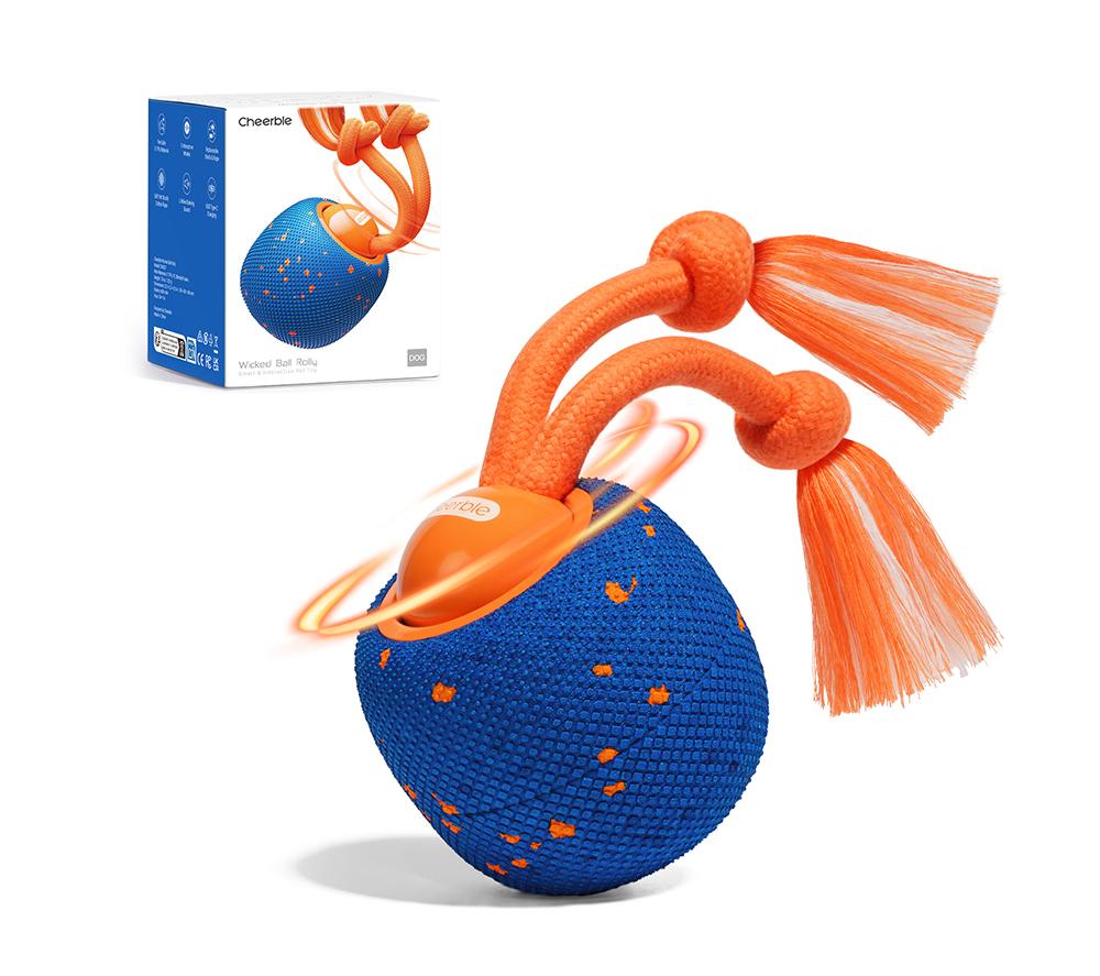 CHEERBLE Wicked Ball Rolly Pet Toy - Blue & Orange image number 15 of 16