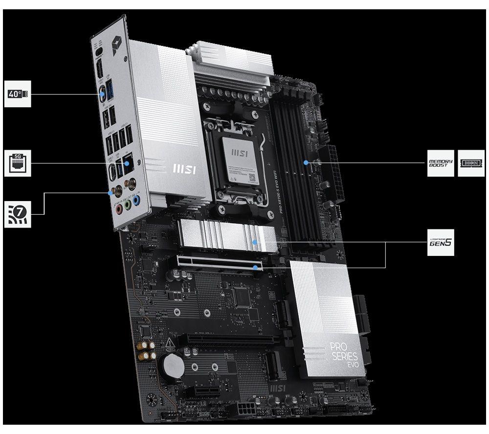 MSI PRO X870E-S EVO WIFI AMD AM5 Motherboard image number 2 of 2