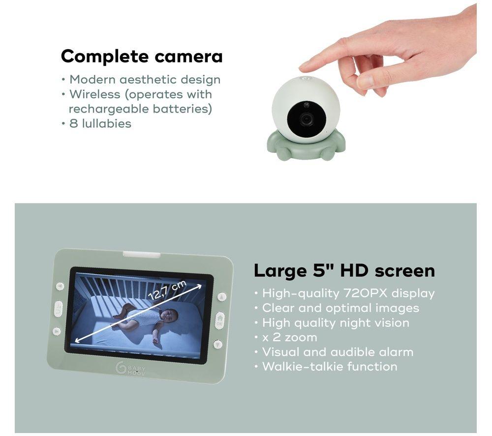 BABYMOOV Yoo Go+ 5" HD Wireless Baby Video Monitor - Green image number 2 of 6