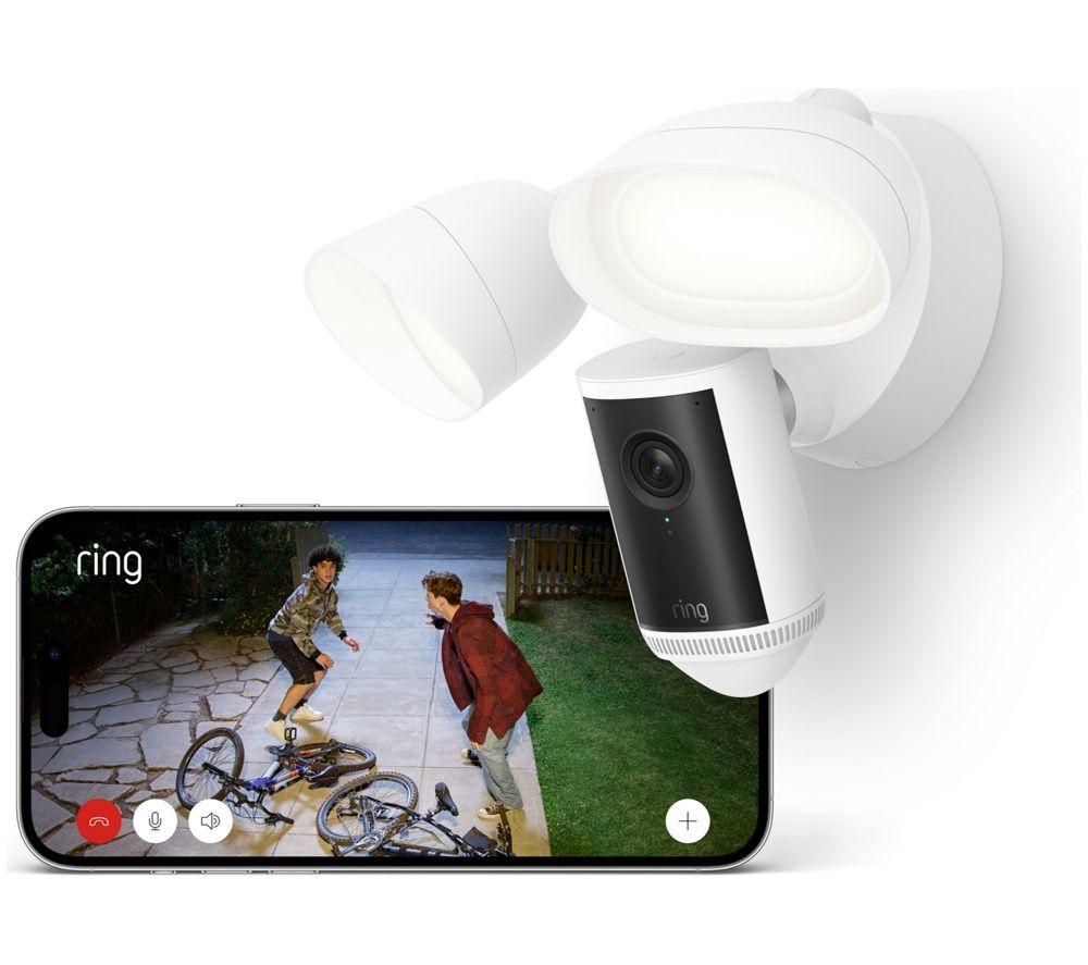 RING Floodlight Cam Pro Wired Retinal 4K WiFi Security Camera - White image number 2 of 5