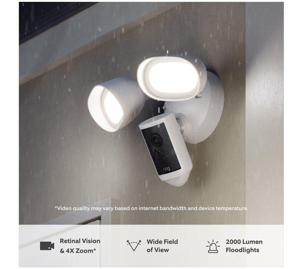 RING Floodlight Cam Pro Wired Retinal 4K WiFi Security Camera - White image number 3 of 5
