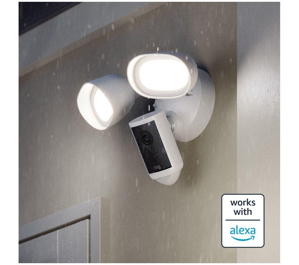 RING Floodlight Cam Pro Wired Retinal 4K WiFi Security Camera - White image number 4 of 5