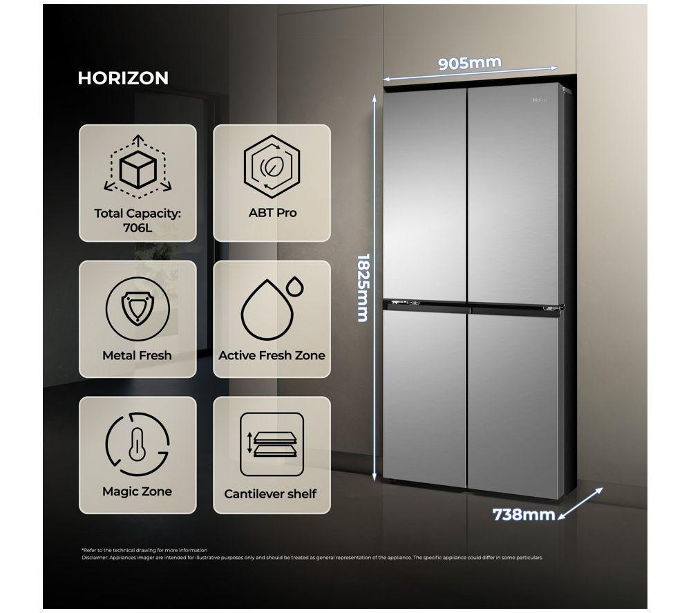 HAIER Horizon Cube 90 Series 5 HCR59F18DNMM Fridge Freezer - Inox image number 6 of 7