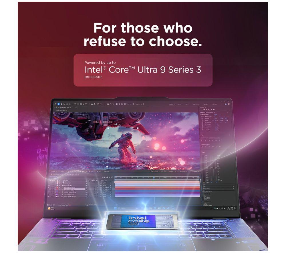 LENOVO Yoga Pro 9 16" Laptop, Copilot+ PC - Intel&reg; Core&trade; Ultra 7, 1 TB SSD, Thunder Grey image number 2 of 6