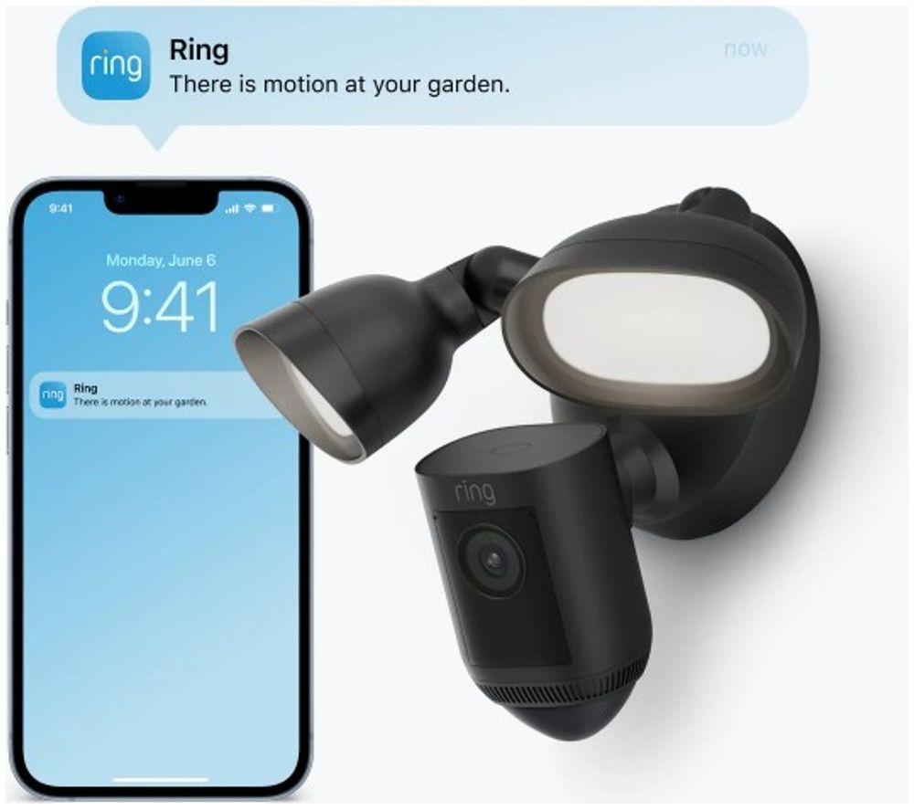 RING Floodlight Cam Pro Wired Retinal 4K WiFi Security Camera - Black image number 3 of 5