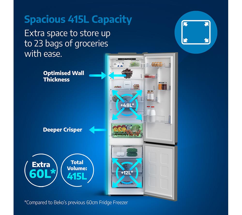 BEKO HarvestFresh AeroFlow CNA4603VPS 70/30 Fridge Freezer - Brushed Steel image number 19 of 19
