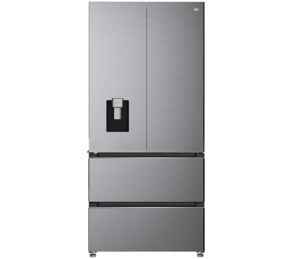 Beko HarvestFresh AeroFlow GNE48510DVPX American-Style Fridge Freezer - Brushed Steel