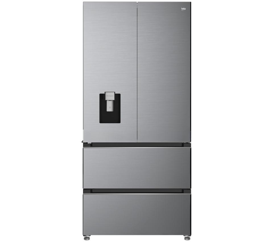 BEKO HarvestFresh AeroFlow GNE48510DVPX American-Style Fridge Freezer - Brushed Steel