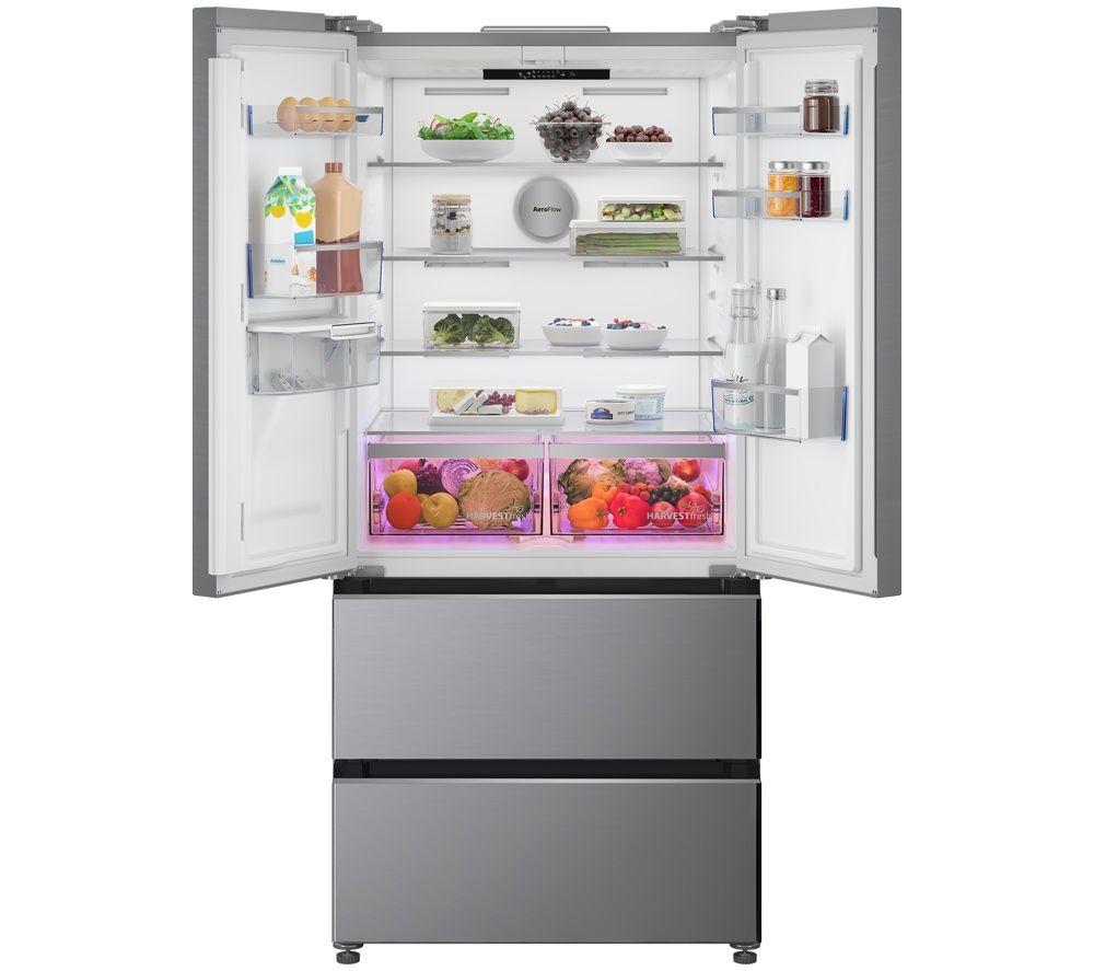 BEKO HarvestFresh AeroFlow GNE48510DVPX American-Style Fridge Freezer - Brushed Steel image number 4 of 26