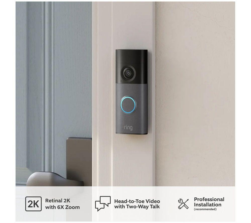 RING Wired Retinal 2K Video Doorbell - Speckled Grey image number 2 of 5