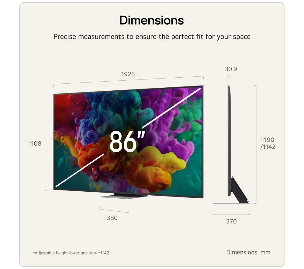 LG QNED86 86" QNED AI Mini LED 4K HDR Smart TV 2026 - 86QNED86B6B image number 3 of 13
