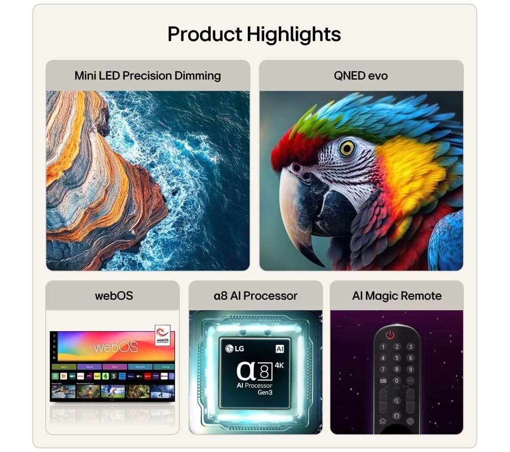 LG QNED86 75" QNED AI Mini LED 4K HDR Smart TV 2026 - 75QNED86B6B image number 2 of 19