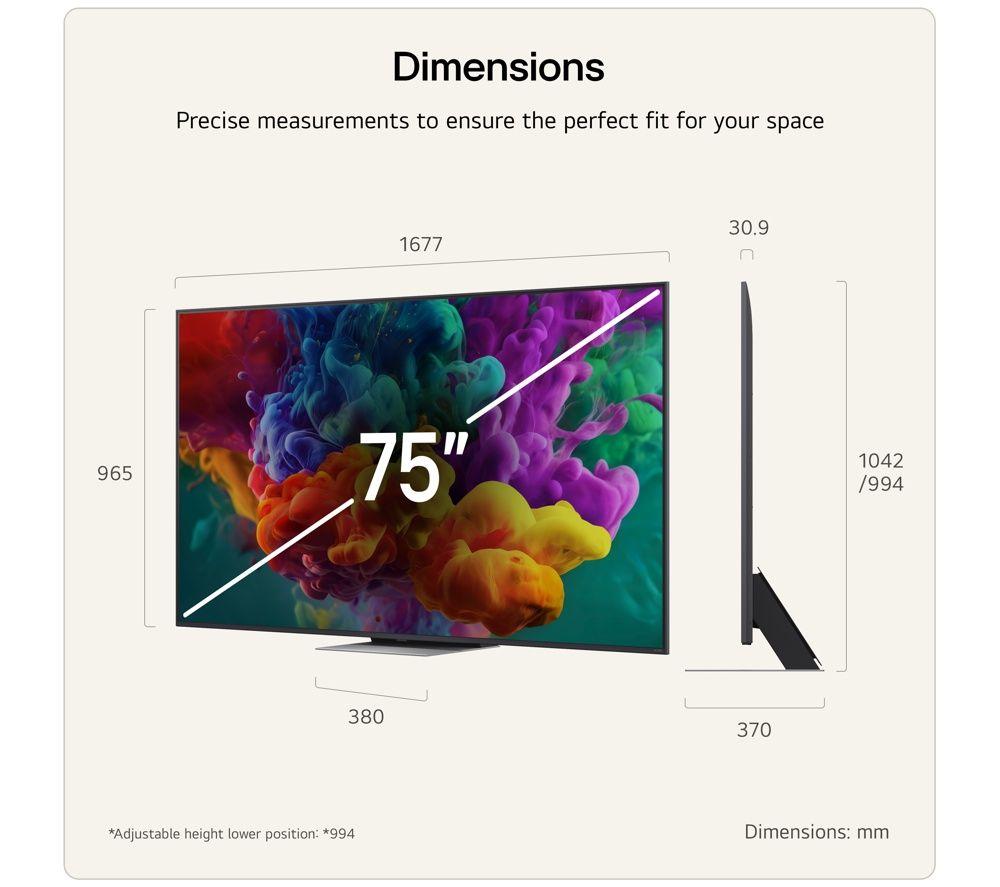 LG QNED86 75" QNED AI Mini LED 4K HDR Smart TV 2026 - 75QNED86B6B image number 3 of 19