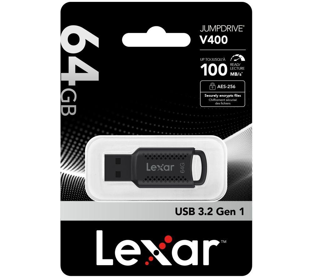 LEXAR Lexar V400 JumpDrive USB 3.0 Memory Stick - 64 GB, Black image number 2 of 4