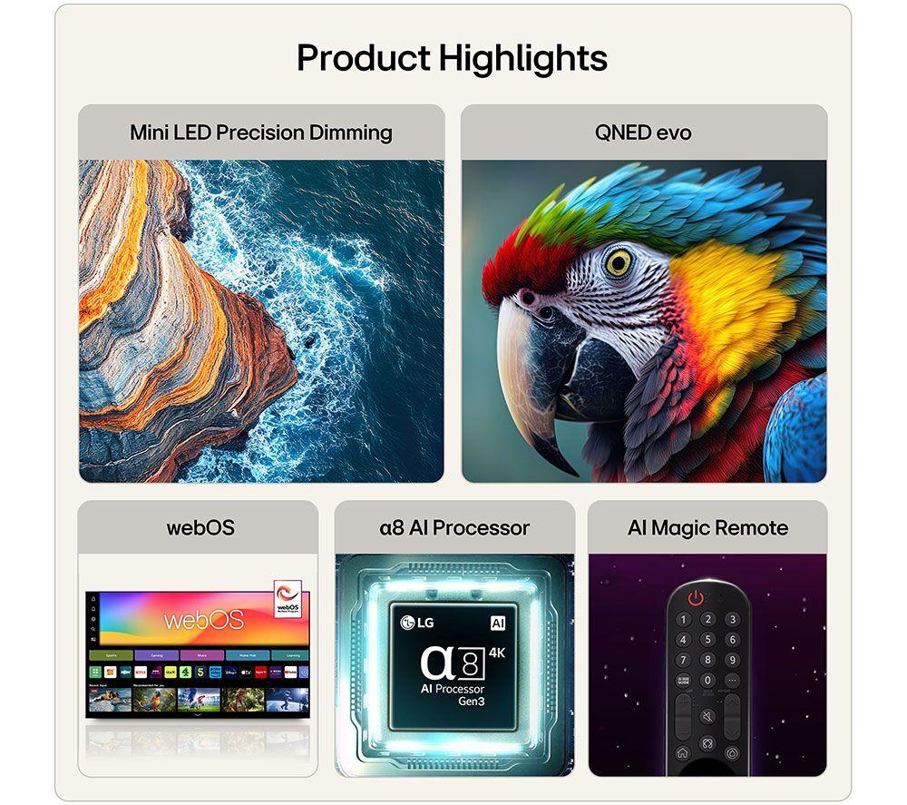 LG QNED86 65" QNED AI Mini LED 4K HDR Smart TV 2026 - 65QNED86B6B image number 2 of 12