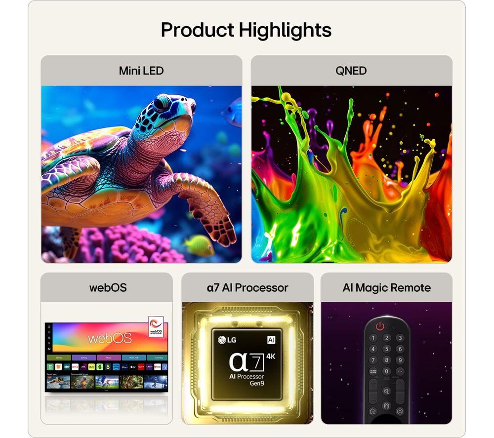 LG QNED72 75" QNED Mini LED AI 4K HDR Smart TV 2026 - 75QNED72B6A image number 2 of 6