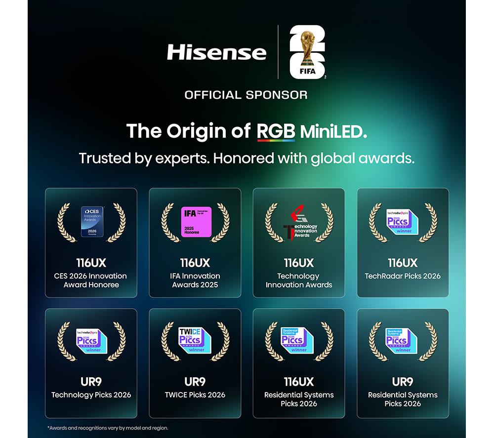 HISENSE UR8S 55" RGB Mini LED 4K 180Hz Smart AI TV with Freely - 55UR8STUK image number 4 of 15