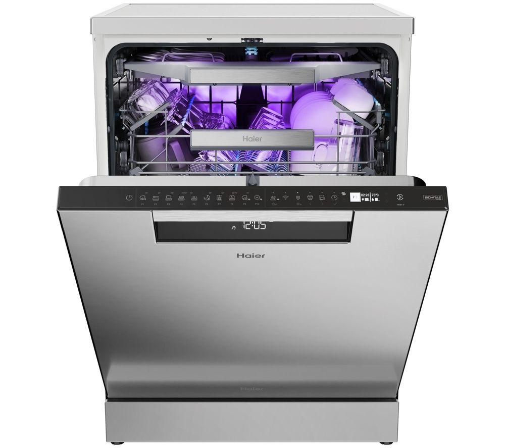 HAIER XF 4A4M4BX-80 Full-size WiFi-enabled Dishwasher - Silver image number 2 of 4