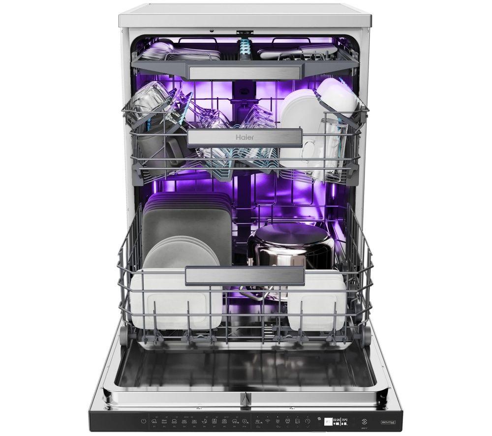 HAIER XF 4A4M4BX-80 Full-size WiFi-enabled Dishwasher - Silver image number 3 of 4