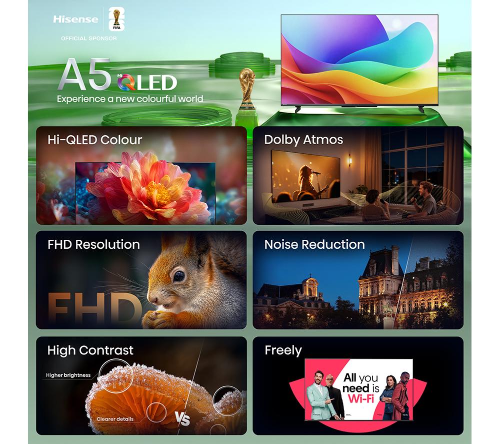 HISENSE A5S 50" QLED Full HD HDR Smart TV with Freely - 50A5STUK image number 3 of 14