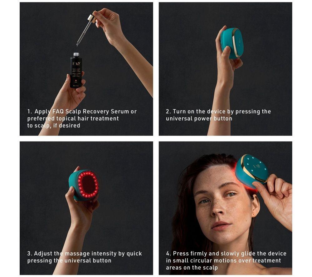 FOREO FAQ 301 Red LED Hair Strengthening Scalp Massager - Blue Emerald image number 4 of 8