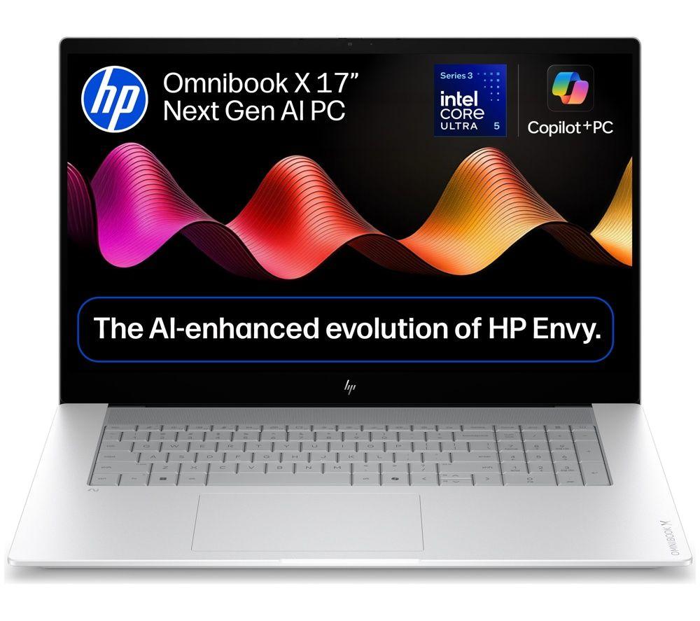HP OmniBook X NGAI 17" Laptop, Copilot + PC - Intel&reg; Core&trade; Ultra 5, 512 GB SSD, Glacier Silver image number 6 of 8
