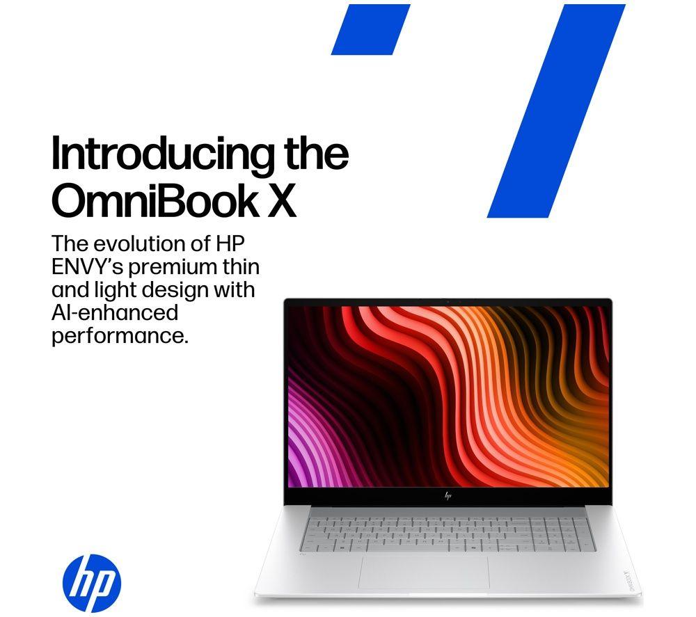 HP OmniBook X NGAI 17" Laptop, Copilot + PC - Intel&reg; Core&trade; Ultra 5, 512 GB SSD, Glacier Silver image number 7 of 8