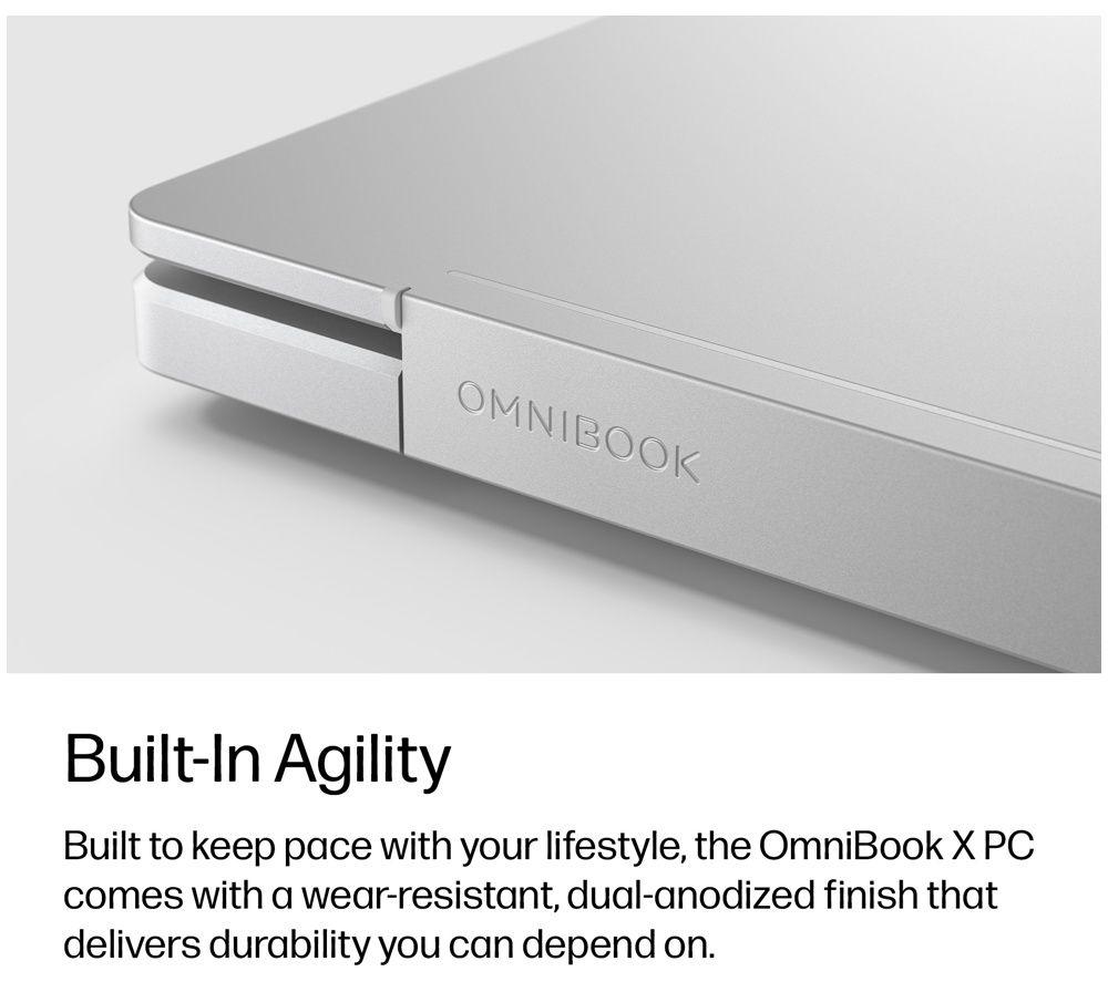 HP OmniBook X NGAI 17" Laptop, Copilot + PC - Intel&reg; Core&trade; Ultra 5, 512 GB SSD, Glacier Silver image number 8 of 8