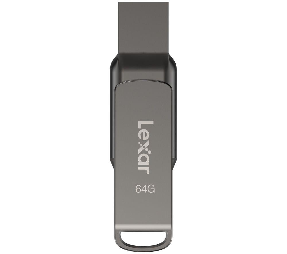 LEXAR JumpDrive D400 Dual USB Type-C & Type-A USB 3.1 Memory Stick - 64 GB, Silver image number 3 of 6