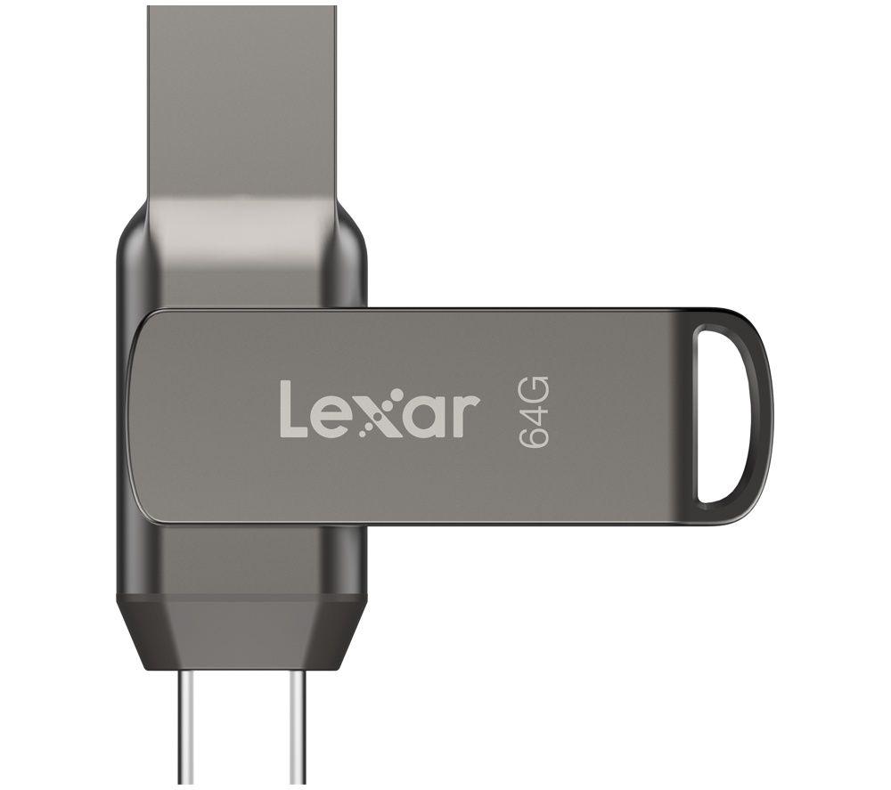 LEXAR JumpDrive D400 Dual USB Type-C & Type-A USB 3.1 Memory Stick - 64 GB, Silver image number 4 of 6