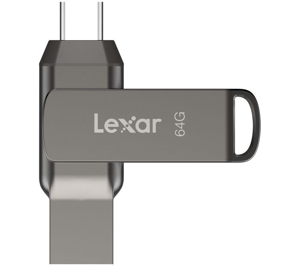 LEXAR JumpDrive D400 Dual USB Type-C & Type-A USB 3.1 Memory Stick - 64 GB, Silver image number 5 of 6