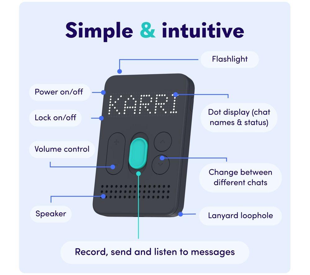 KARRI Messenger 2 Instant Voice Messenger - Black & Turquoise image number 4 of 4