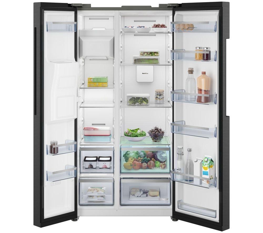 BEKO HarvestFresh AeroFlow ASN492VPZ American-Style Fridge Freezer - Dark Inox image number 3 of 21