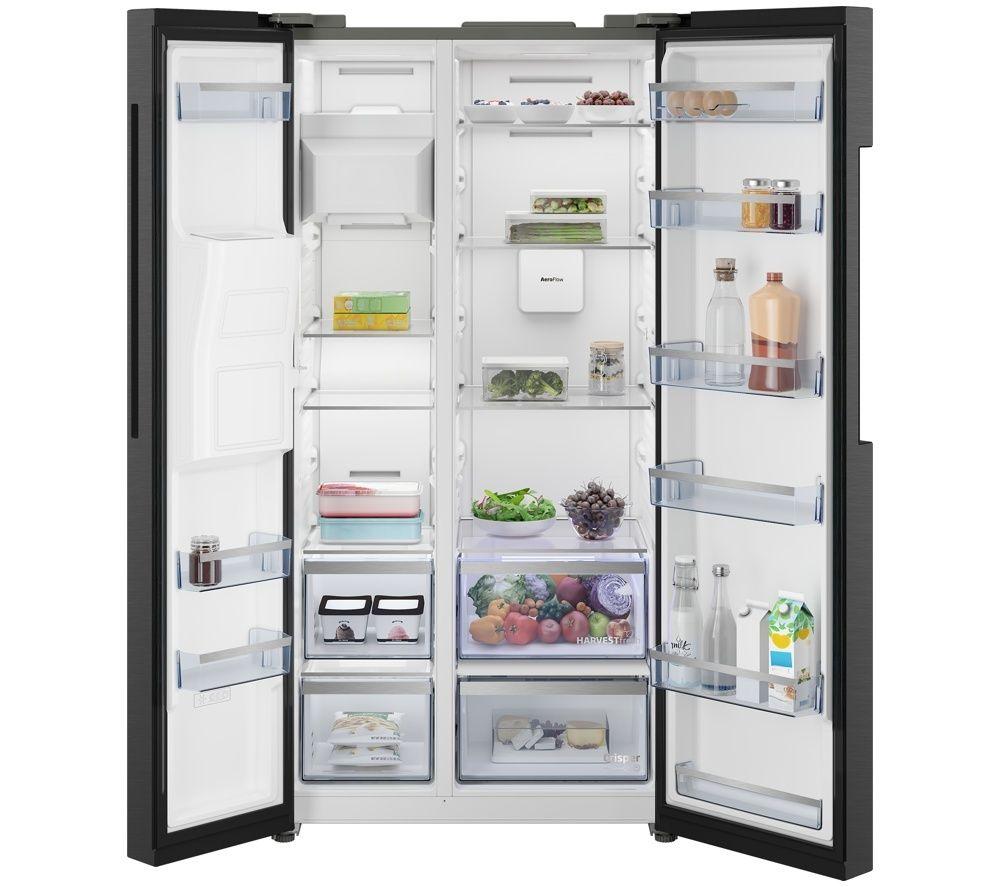 BEKO HarvestFresh AeroFlow ASN492VPZ American-Style Fridge Freezer - Dark Inox image number 5 of 21