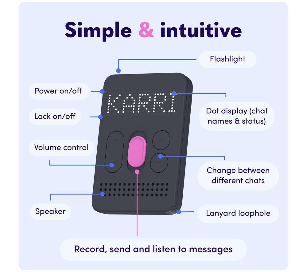 KARRI Messenger 2 Instant Voice Messenger - Black & Pink image number 5 of 7