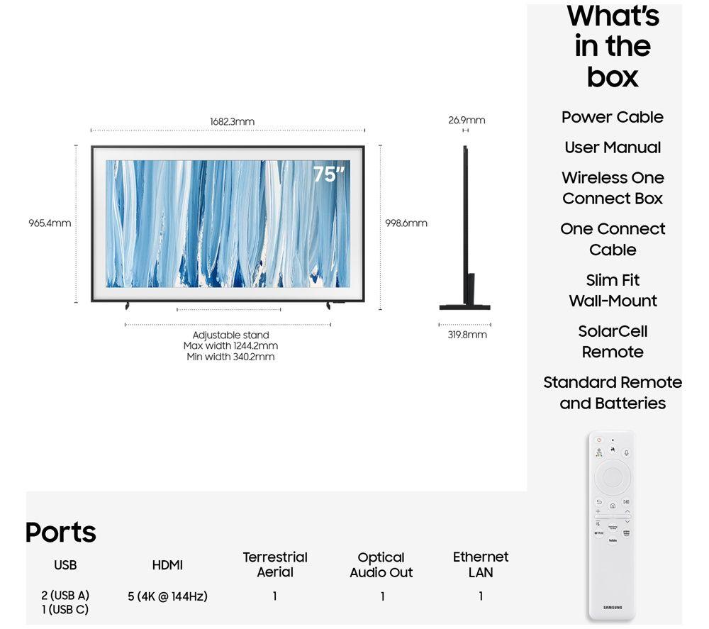 SAMSUNG The Frame Pro (2026) 75" Neo QLED 4K Art Mode Smart AI TV with Slim Fit Wall Mount - QE75LS03H image number 6 of 8