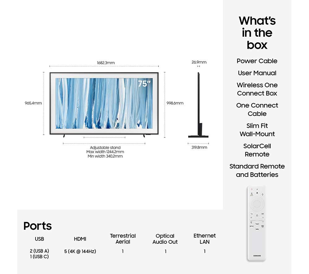 SAMSUNG The Frame Pro (2026) 75" Neo QLED 4K Art Mode Smart AI TV with Slim Fit Wall Mount - QE75LS03H image number 11 of 17
