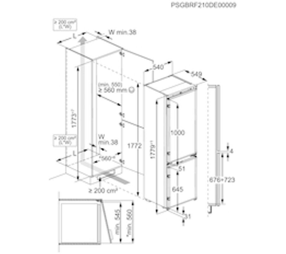 AEG 7000 TwinTech OSC7N181ES Integrated 70/30 Fridge Freezer - Sliding Hinge image number 5 of 6