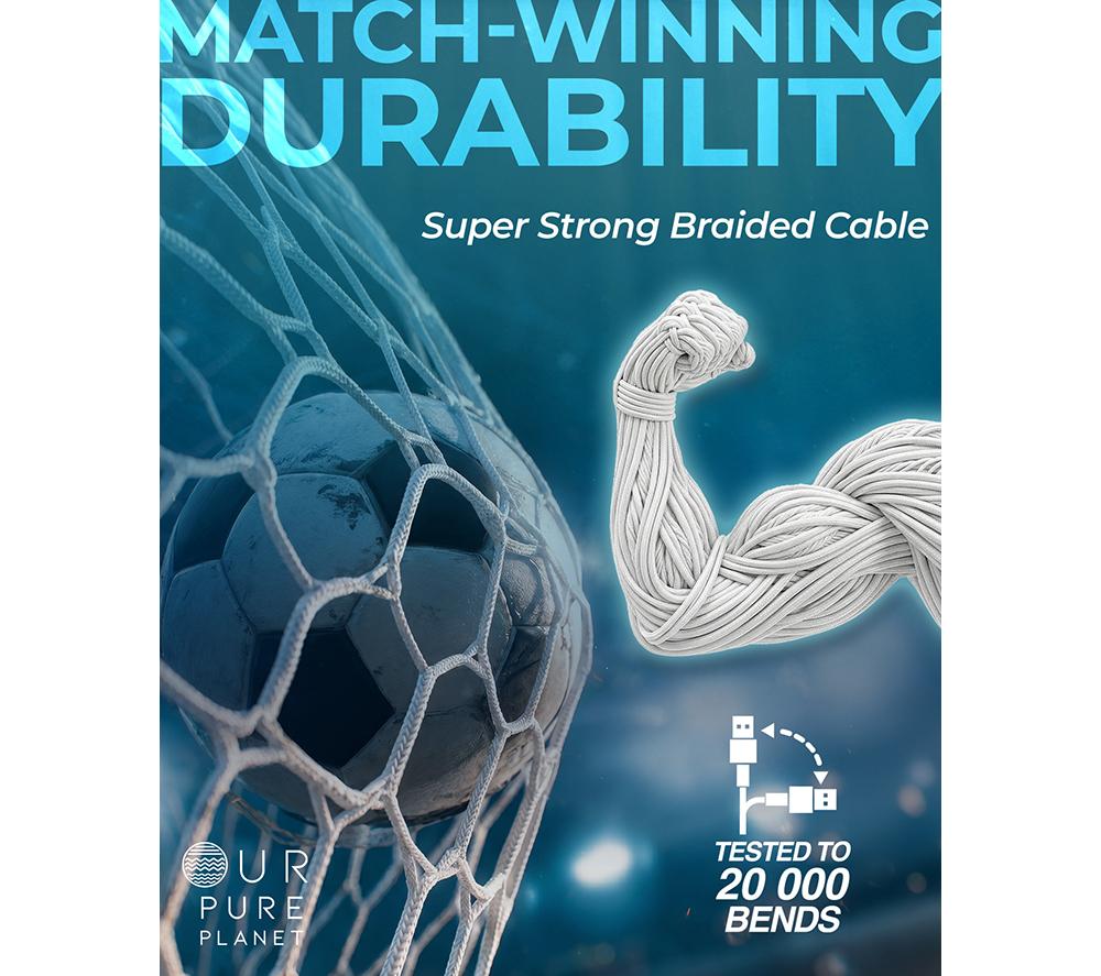OUR PURE PLANET OPP008 Braided USB to Lightning Cable - 1.2 m, White image number 4 of 12