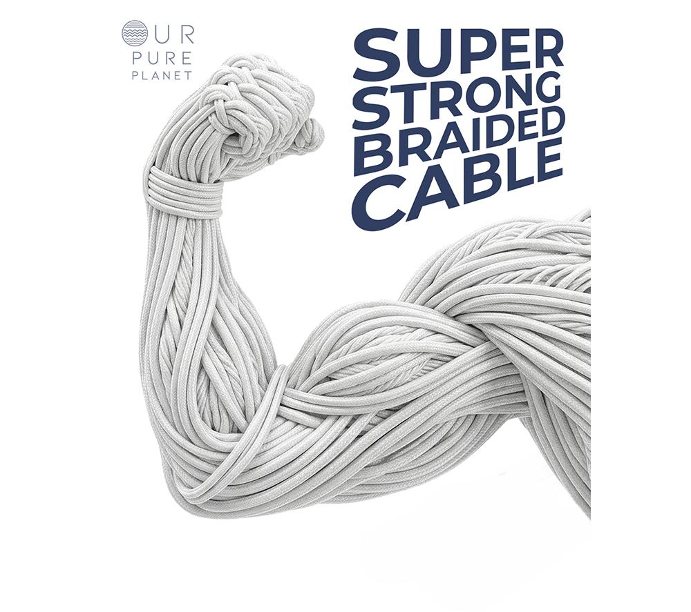 OUR PURE PLANET OPP008 Braided USB to Lightning Cable - 1.2 m, White image number 9 of 12