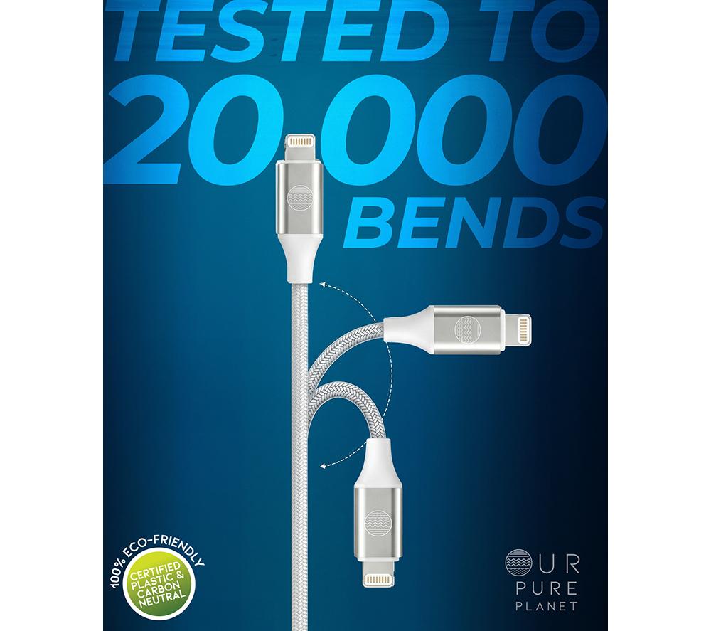 OUR PURE PLANET OPP008 Braided USB to Lightning Cable - 1.2 m, White image number 10 of 12