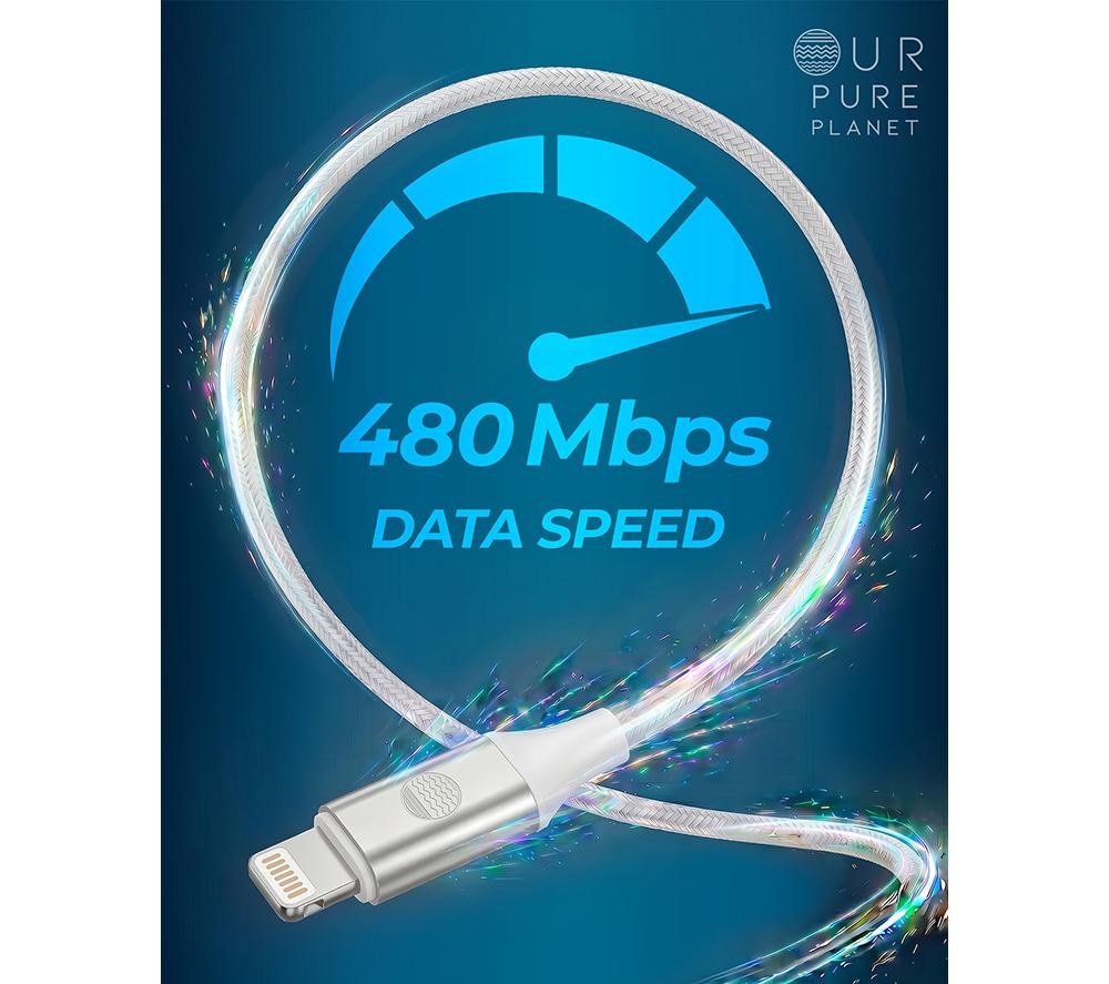 OUR PURE PLANET OPP008 Braided USB to Lightning Cable - 1.2 m, White image number 11 of 12