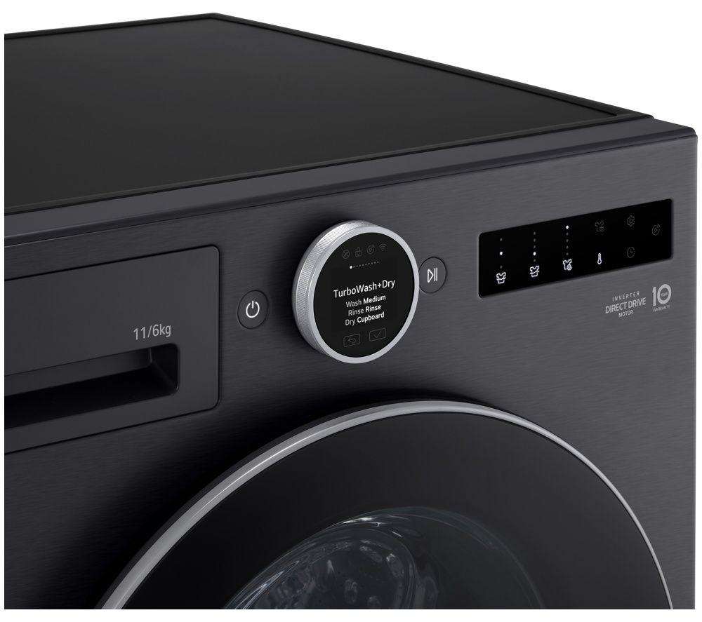 LG ELCTRNC Series 10 WHX9016TBC WiFi-enabled 11 kg Washer Dryer - Black image number 3 of 8
