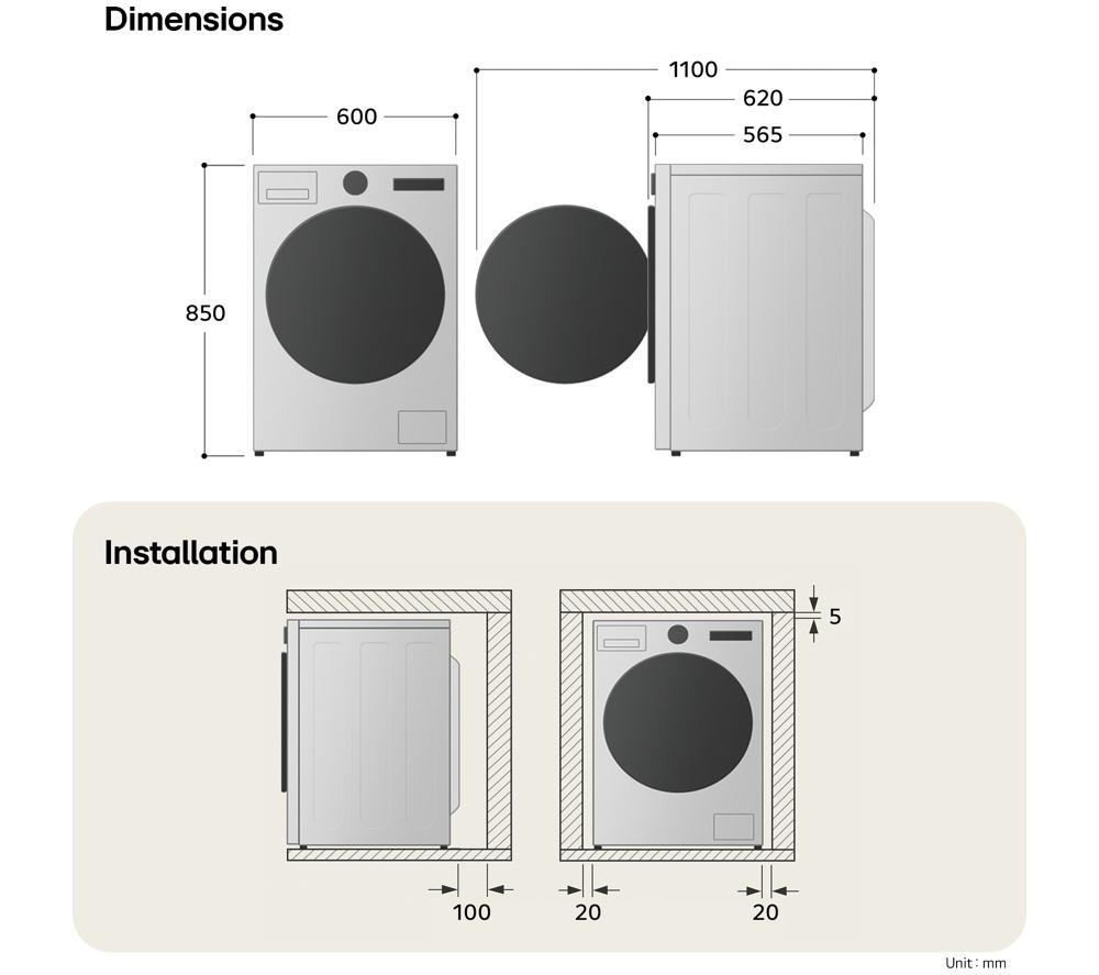 LG Series 10 WHX9016TBC WiFi-enabled 11 kg Heat Pump Washer Dryer - Black image number 13 of 20