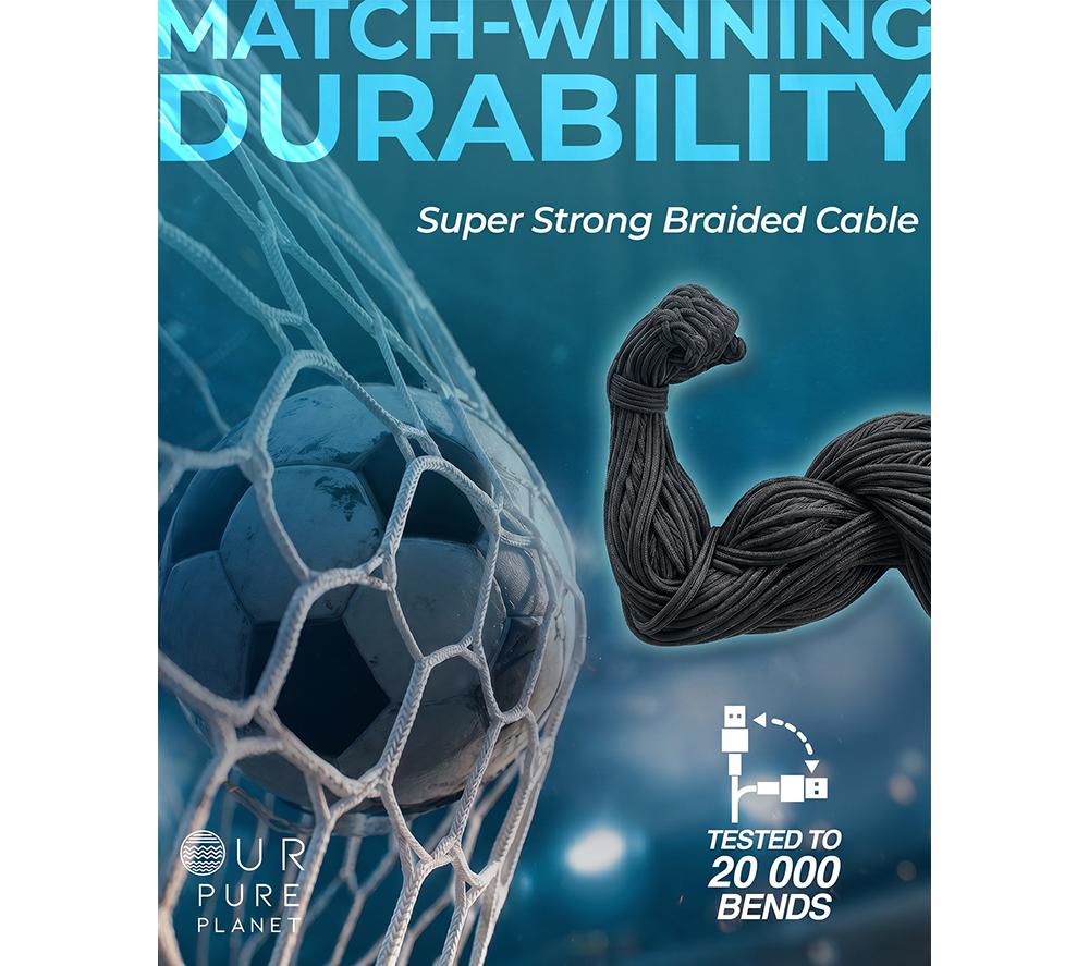OUR PURE PLANET OPP102 Braided USB to USB-C Cable - 1.2 m, Black image number 3 of 13