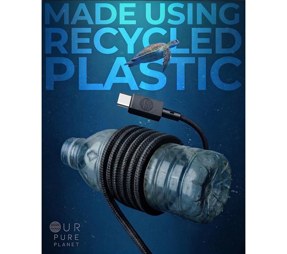 OUR PURE PLANET OPP102 Braided USB to USB-C Cable - 1.2 m, Black image number 8 of 13