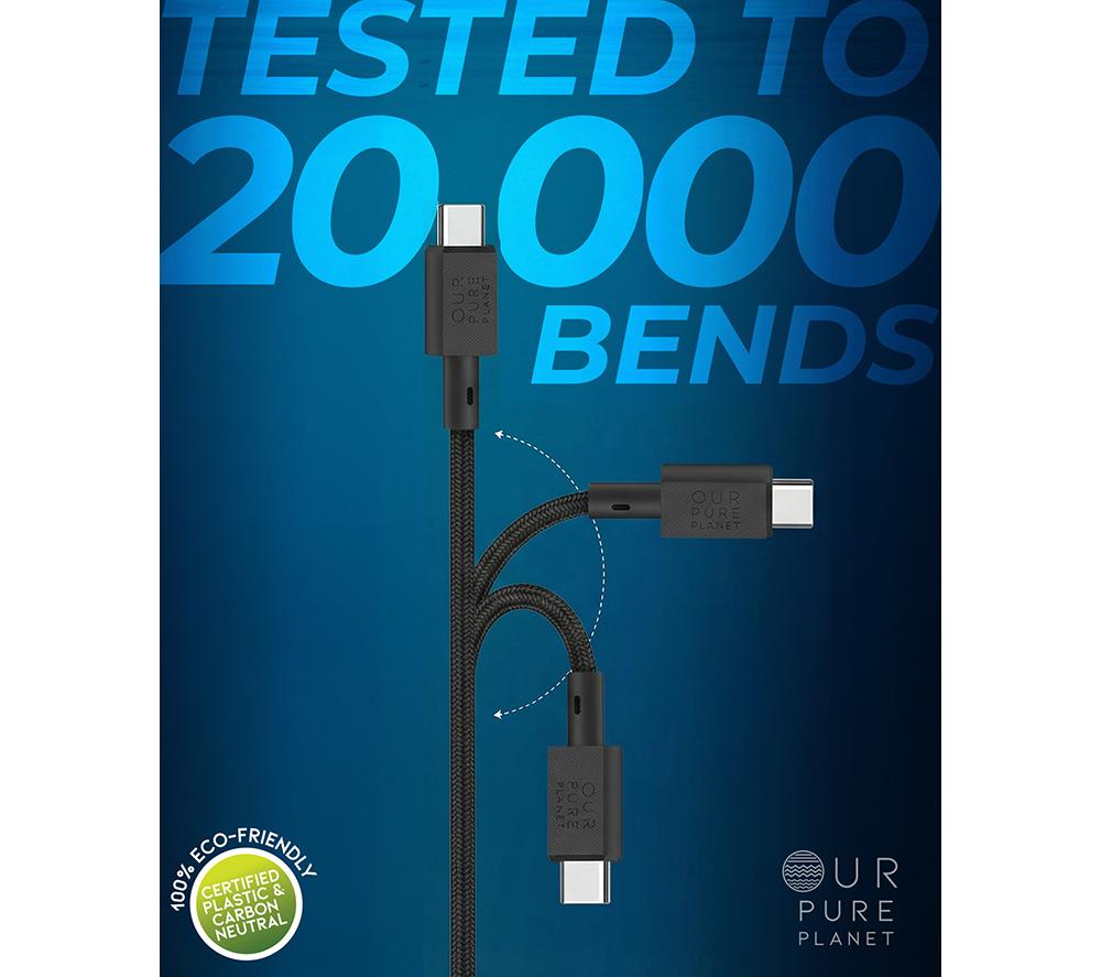 OUR PURE PLANET OPP102 Braided USB to USB-C Cable - 1.2 m, Black image number 10 of 13