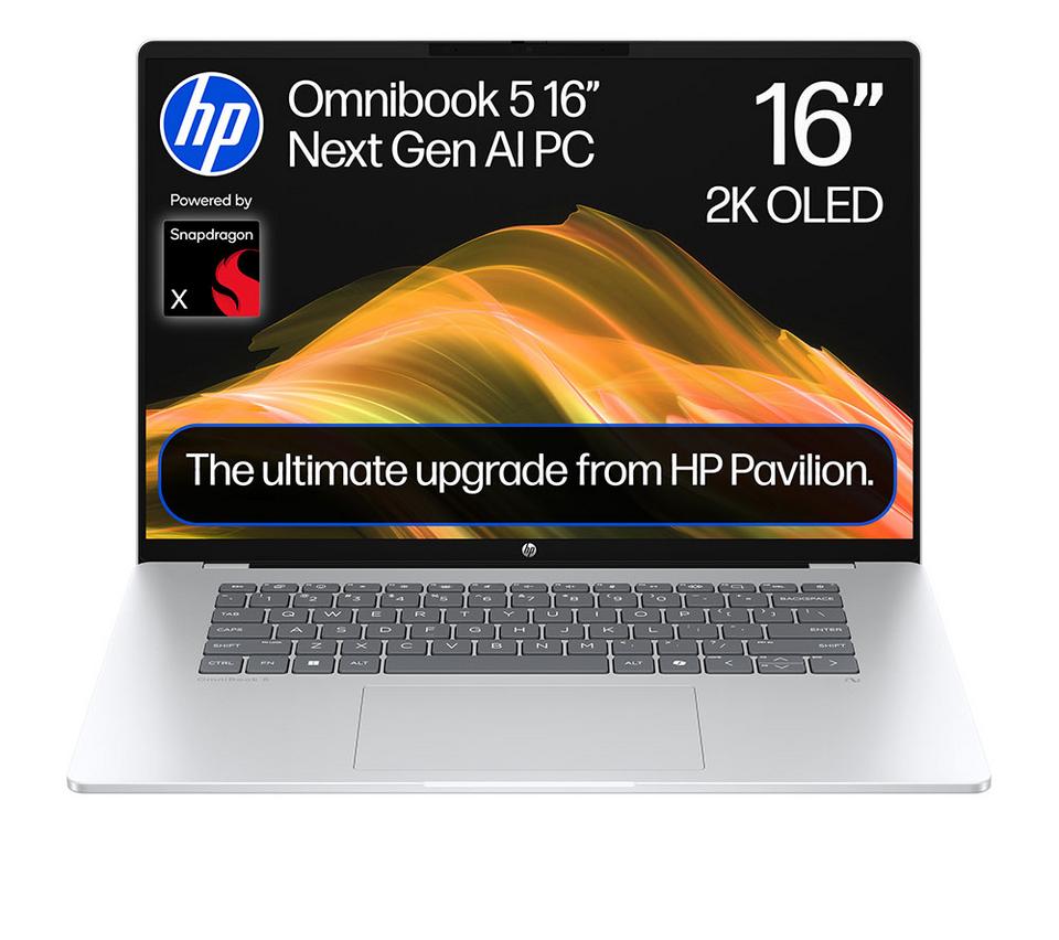 HP OmniBook 5 NGAI 16" Laptop - Snapdragon X, 256 GB SSD, Silver